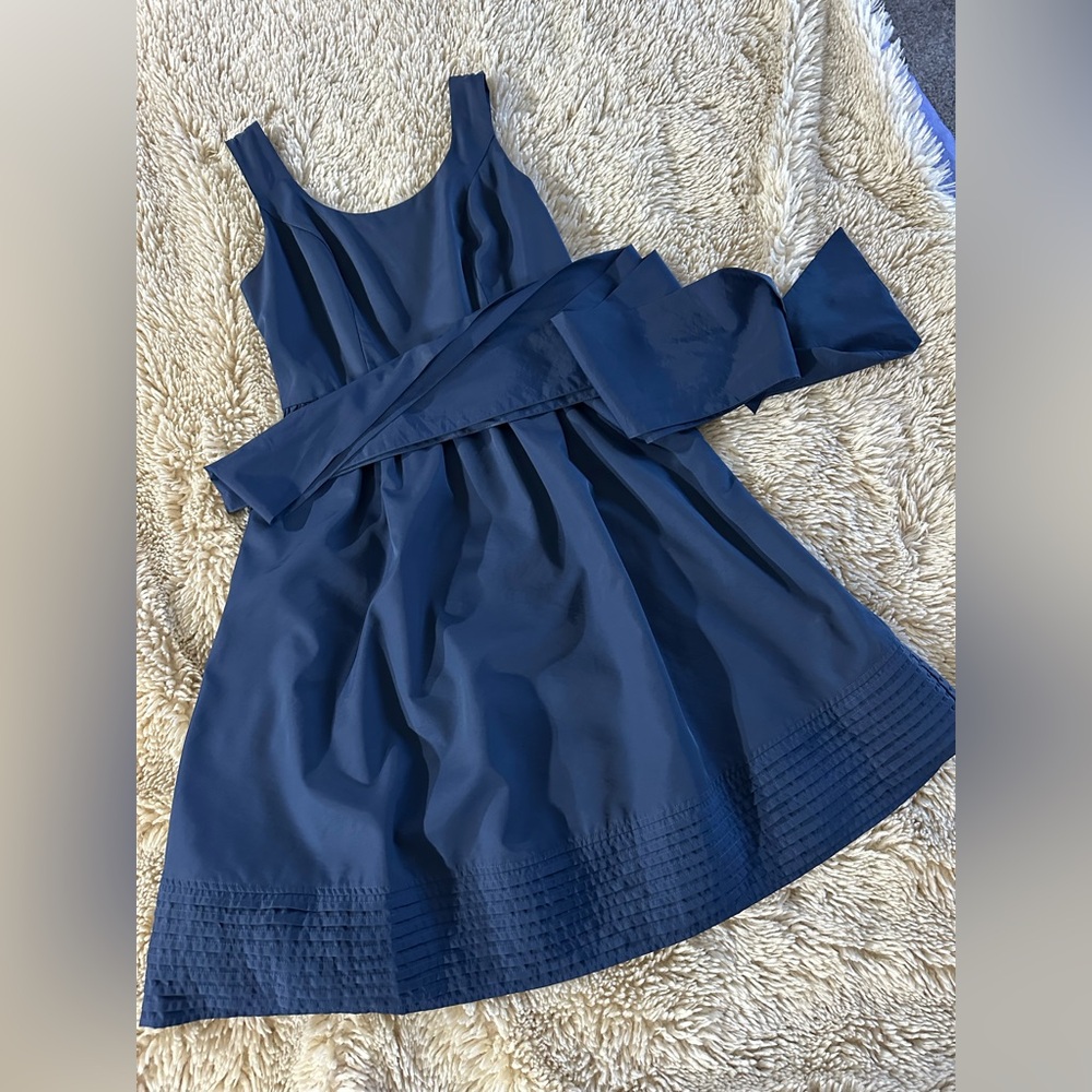 Blue Ribbed Sleeveless Sundress for Wedding Guest